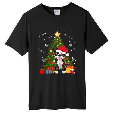 Santa Reindeer Boston Terrier Christmas Tree Lights Dog Gift Tall Fusion ChromaSoft Performance T-Shirt