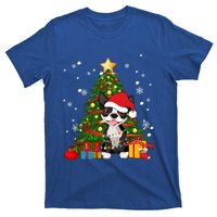 Santa Reindeer Boston Terrier Christmas Tree Lights Dog Gift T-Shirt