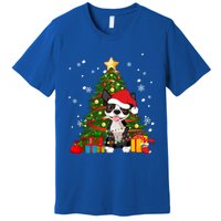 Santa Reindeer Boston Terrier Christmas Tree Lights Dog Gift Premium T-Shirt