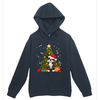 Santa Reindeer Boston Terrier Christmas Tree Lights Dog Gift Urban Pullover Hoodie