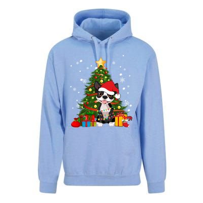 Santa Reindeer Boston Terrier Christmas Tree Lights Dog Gift Unisex Surf Hoodie