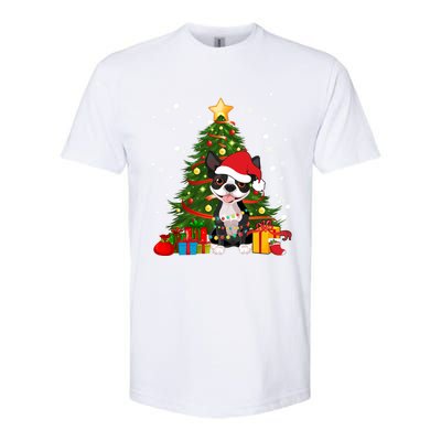 Santa Reindeer Boston Terrier Christmas Tree Lights Dog Gift Softstyle® CVC T-Shirt