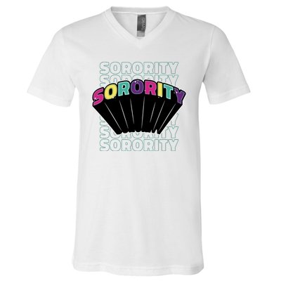 Sorority Retro Colorful V-Neck T-Shirt