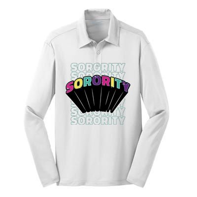 Sorority Retro Colorful Silk Touch Performance Long Sleeve Polo