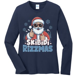 Skibid.I Rizzmas Christmas Santa Claus Merry Rizz Mas Sigmas Ladies Long Sleeve Shirt