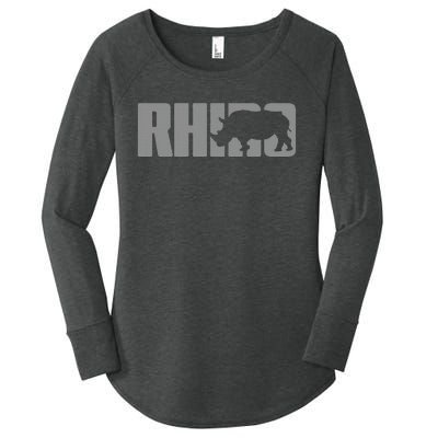 Save Rhino Clothing Rhino Rhinoceros Women's Perfect Tri Tunic Long Sleeve Shirt