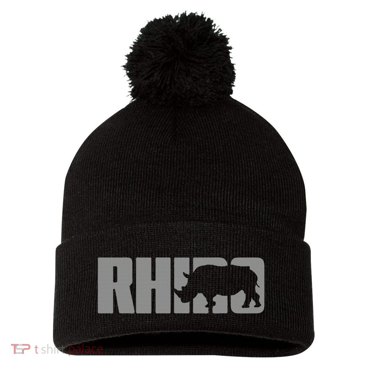 Save Rhino Clothing Rhino Rhinoceros Pom Pom 12in Knit Beanie