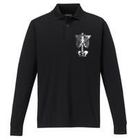 Skeleton Rib Cage Performance Long Sleeve Polo