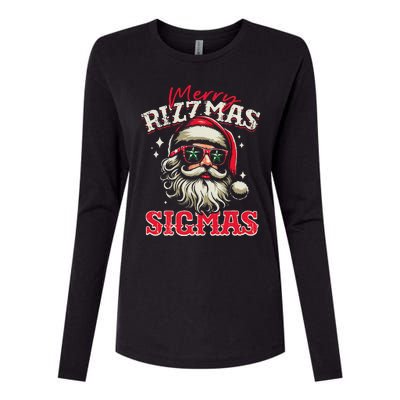 Skibid.I Rizzmas Christmas Rizz Santa Claus Charisma Cool Womens Cotton Relaxed Long Sleeve T-Shirt