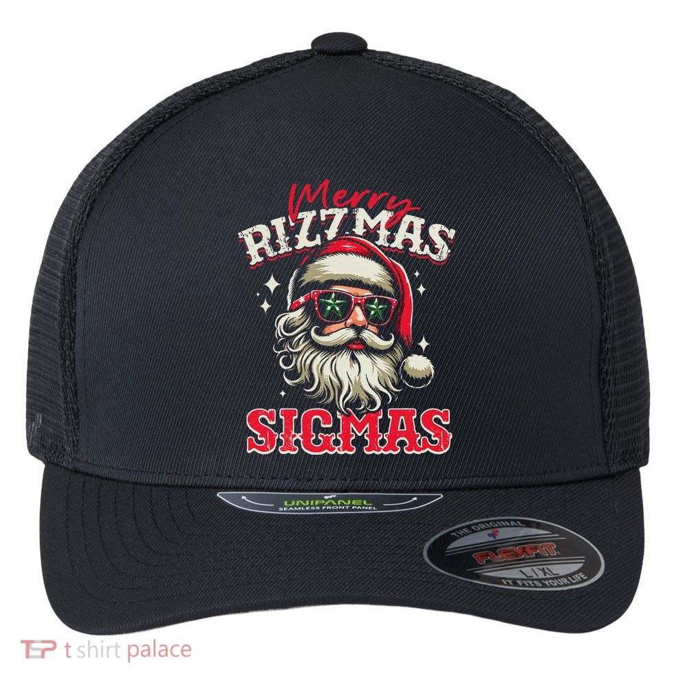 Skibid.I Rizzmas Christmas Rizz Santa Claus Charisma Cool Flexfit Unipanel Trucker Cap