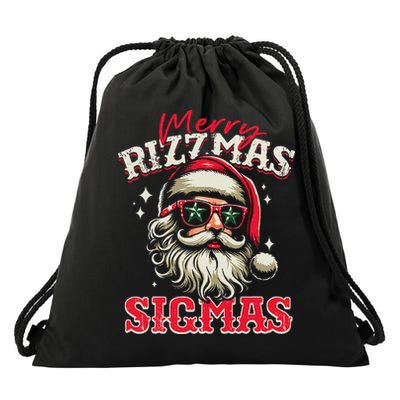 Skibid.I Rizzmas Christmas Rizz Santa Claus Charisma Cool Drawstring Bag
