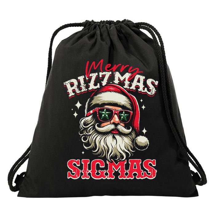 Skibid.I Rizzmas Christmas Rizz Santa Claus Charisma Cool Drawstring Bag