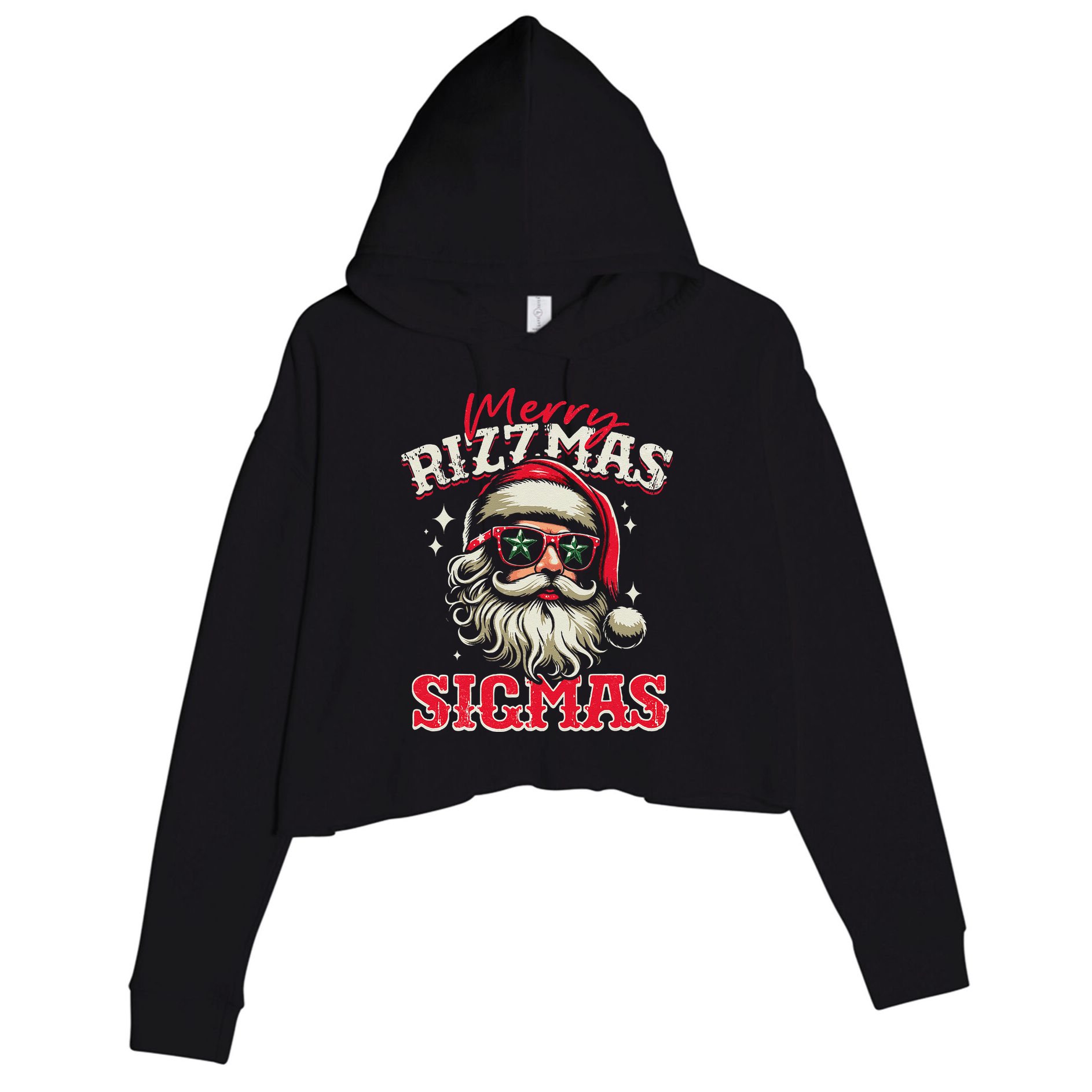 Skibid.I Rizzmas Christmas Rizz Santa Claus Charisma Cool Crop Fleece Hoodie