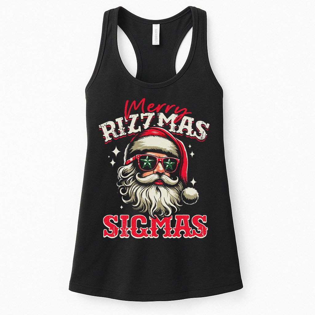 Skibid.I Rizzmas Christmas Rizz Santa Claus Charisma Cool Womens Tank Top