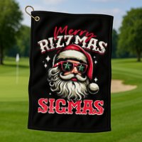 Skibid.I Rizzmas Christmas Rizz Santa Claus Charisma Cool Golf Towel