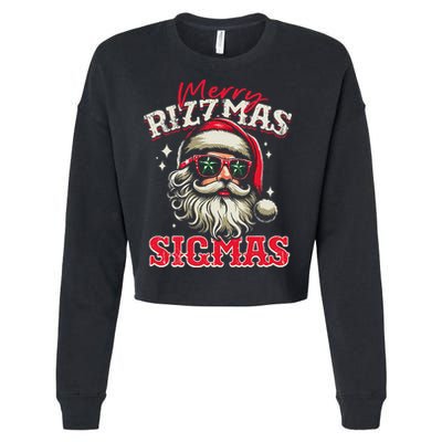 Skibid.I Rizzmas Christmas Rizz Santa Claus Charisma Cool Cropped Pullover Crew