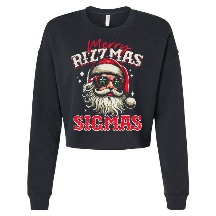Skibid.I Rizzmas Christmas Rizz Santa Claus Charisma Cool Cropped Pullover Crew