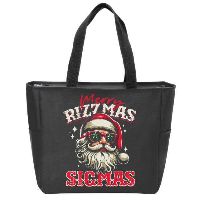 Skibid.I Rizzmas Christmas Rizz Santa Claus Charisma Cool Zip Tote Bag