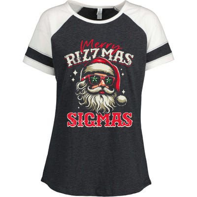 Skibid.I Rizzmas Christmas Rizz Santa Claus Charisma Cool Enza Ladies Jersey Colorblock Tee