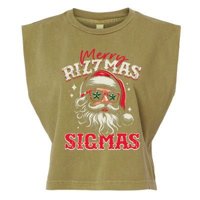 Skibid.I Rizzmas Christmas Rizz Santa Claus Charisma Cool Garment-Dyed Women's Muscle Tee