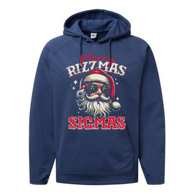 Skibid.I Rizzmas Christmas Rizz Santa Claus Charisma Cool Performance Fleece Hoodie