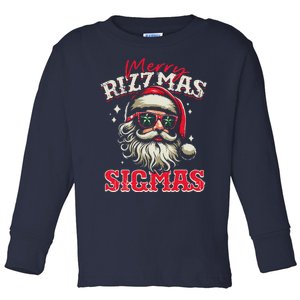 Skibid.I Rizzmas Christmas Rizz Santa Claus Charisma Cool Toddler Long Sleeve Shirt