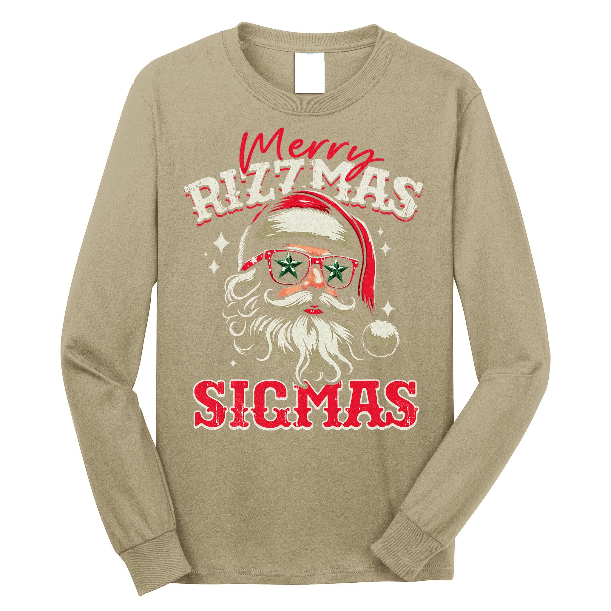 Skibid.I Rizzmas Christmas Rizz Santa Claus Charisma Cool Long Sleeve Shirt