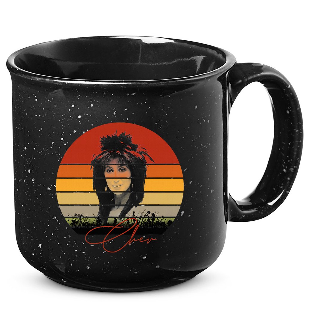 Solid Retro Color Sunset Vintage Chers Music 15oz Campfire Ceramic Mug
