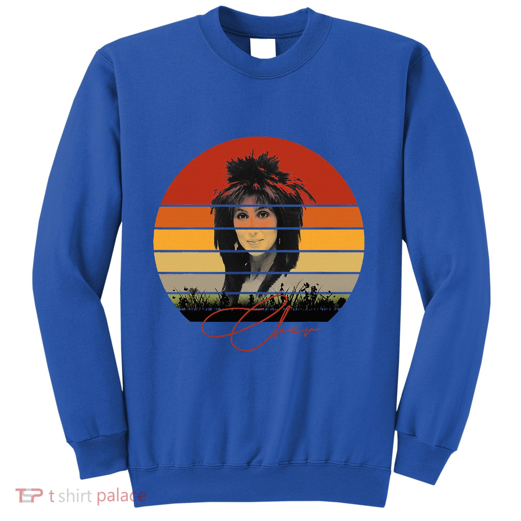 Solid Retro Color Sunset Vintage Chers Music Sweatshirt