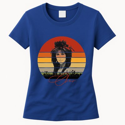 Solid Retro Color Sunset Vintage Chers Music Womens T-Shirt