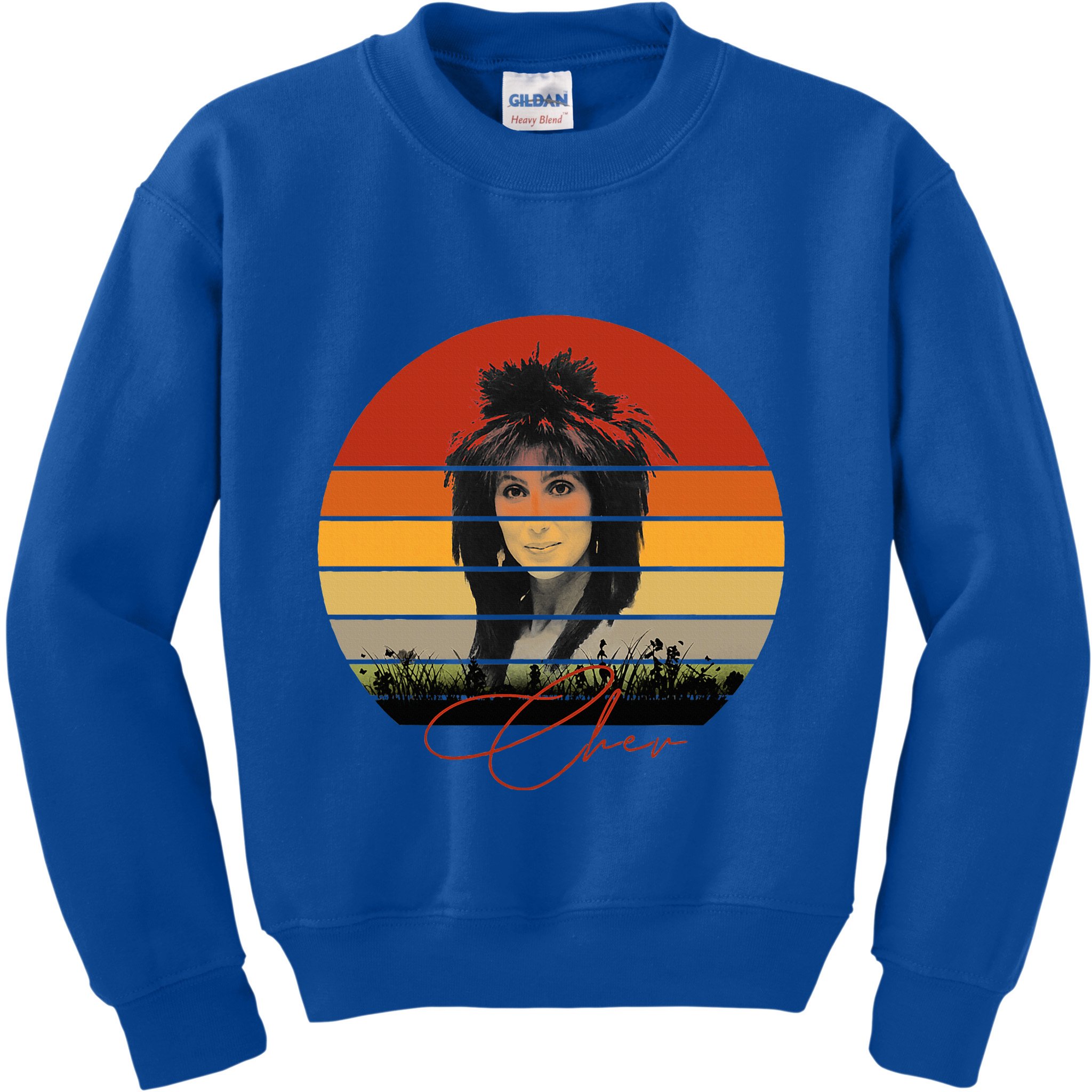Solid Retro Color Sunset Vintage Chers Music Kids Sweatshirt