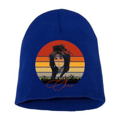 Solid Retro Color Sunset Vintage Chers Music Short Acrylic Beanie