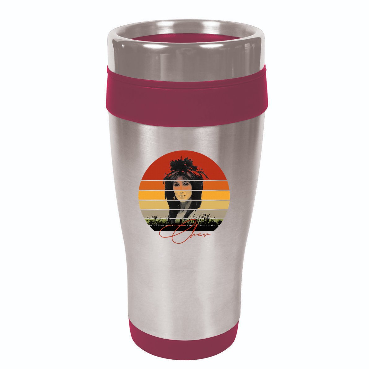 Solid Retro Color Sunset Vintage Chers Music 16oz Travel Tumbler