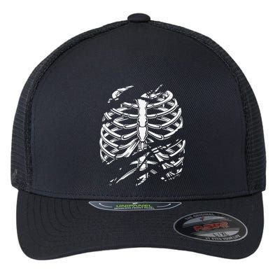 Skeleton Rib Cage Halloween Costume Flexfit Unipanel Trucker Cap