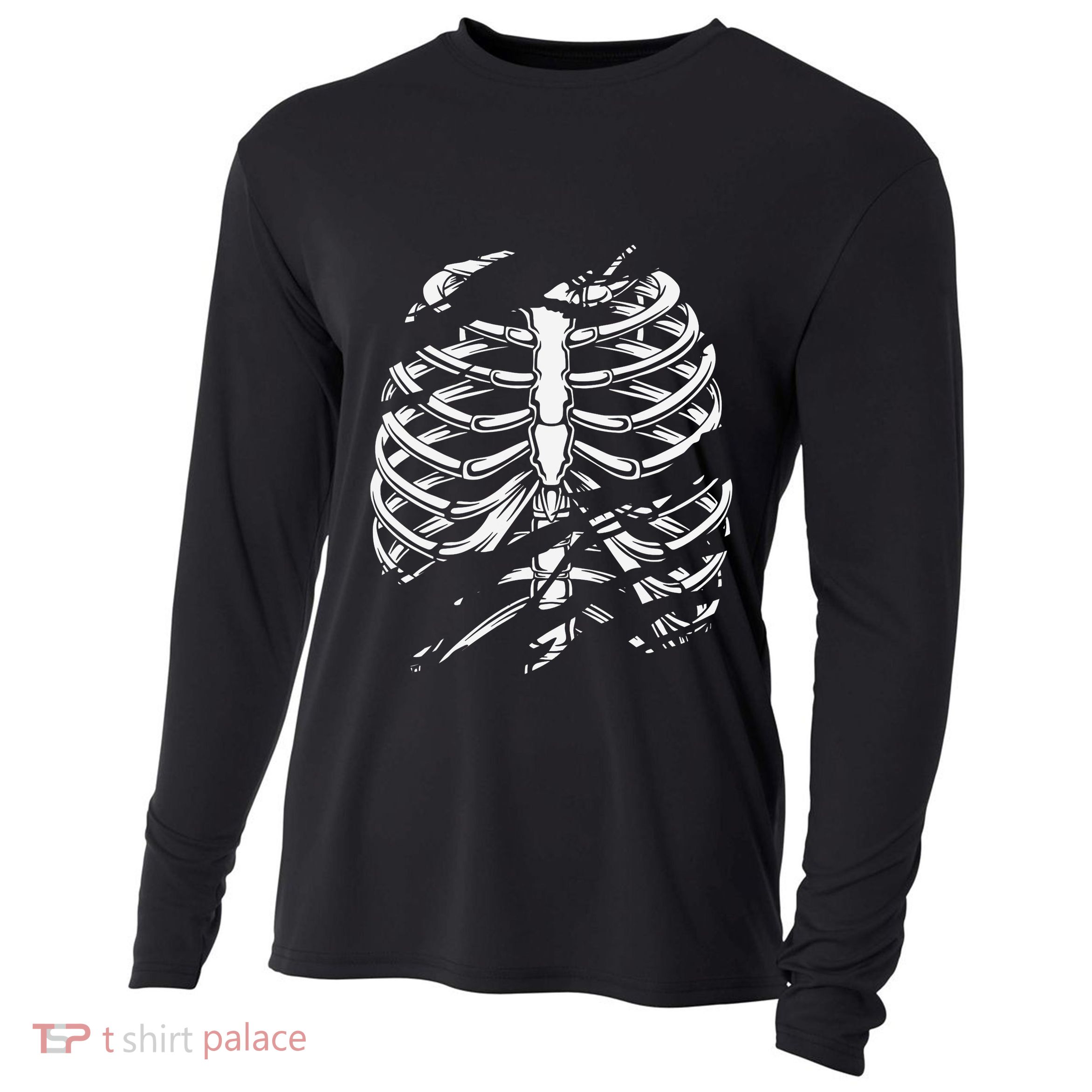 Skeleton Rib Cage Halloween Costume Cooling Performance Long Sleeve Crew