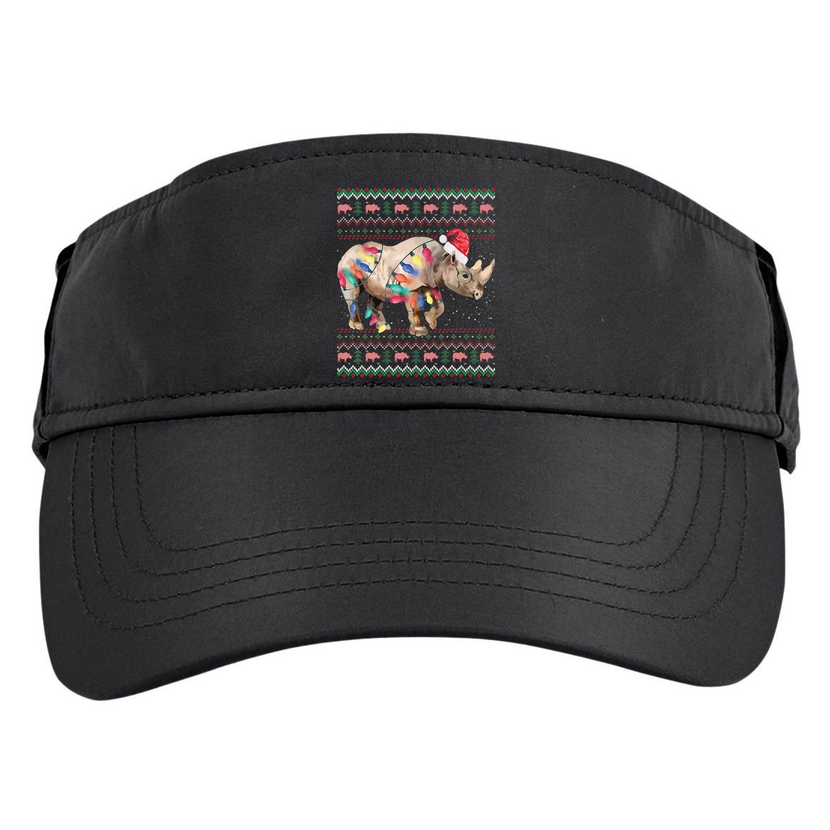 Santa Rhino Christmas Lights Ugly Sweater Racoon Lover Xmas Adult Drive Performance Visor