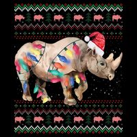 Santa Rhino Christmas Lights Ugly Sweater Racoon Lover Xmas Bucket Hat