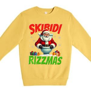 Skibid.I Rizzmas Christmas Rizz Santa Claus Charisma Cool Premium Crewneck Sweatshirt