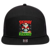 Skibid.I Rizzmas Christmas Rizz Santa Claus Charisma Cool 7 Panel Mesh Trucker Snapback Hat