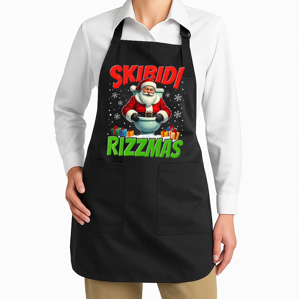 Skibid.I Rizzmas Christmas Rizz Santa Claus Charisma Cool Apron