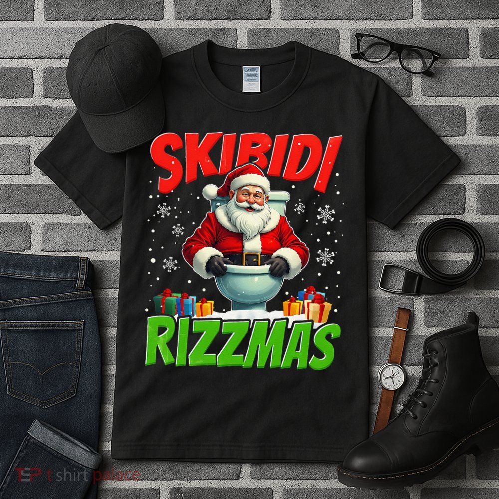 Skibid.I Rizzmas Christmas Rizz Santa Claus Charisma Cool Tall T-Shirt