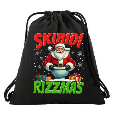 Skibid.I Rizzmas Christmas Rizz Santa Claus Charisma Cool Drawstring Bag