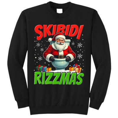 Skibid.I Rizzmas Christmas Rizz Santa Claus Charisma Cool Tall Sweatshirt