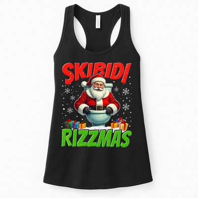 Skibid.I Rizzmas Christmas Rizz Santa Claus Charisma Cool Womens Tank Top