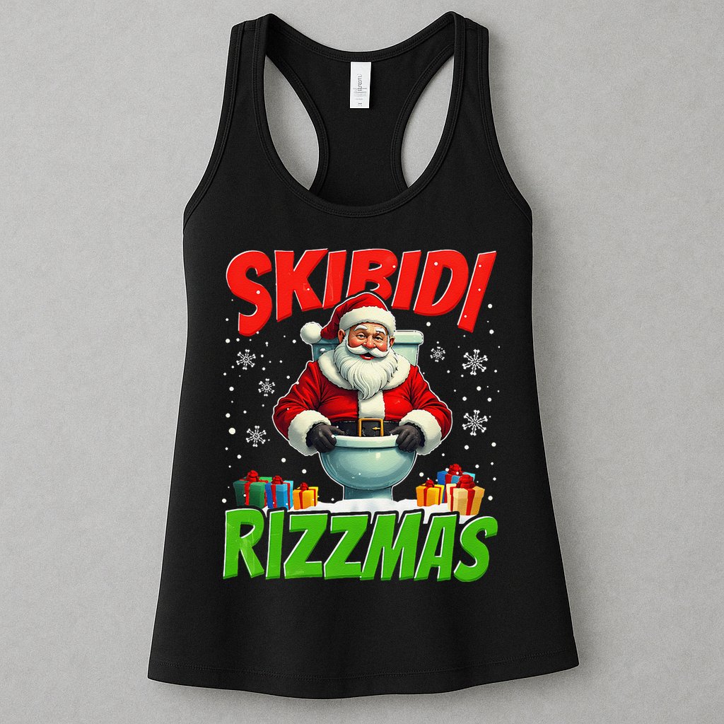 Skibid.I Rizzmas Christmas Rizz Santa Claus Charisma Cool Womens Tank Top