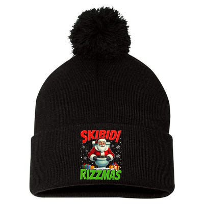Skibid.I Rizzmas Christmas Rizz Santa Claus Charisma Cool Pom Pom 12in Knit Beanie