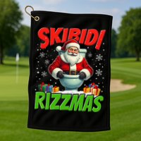 Skibid.I Rizzmas Christmas Rizz Santa Claus Charisma Cool Golf Towel