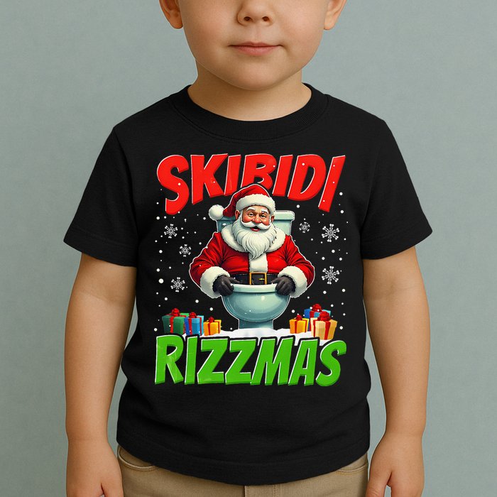 Skibid.I Rizzmas Christmas Rizz Santa Claus Charisma Cool Toddler T-Shirt
