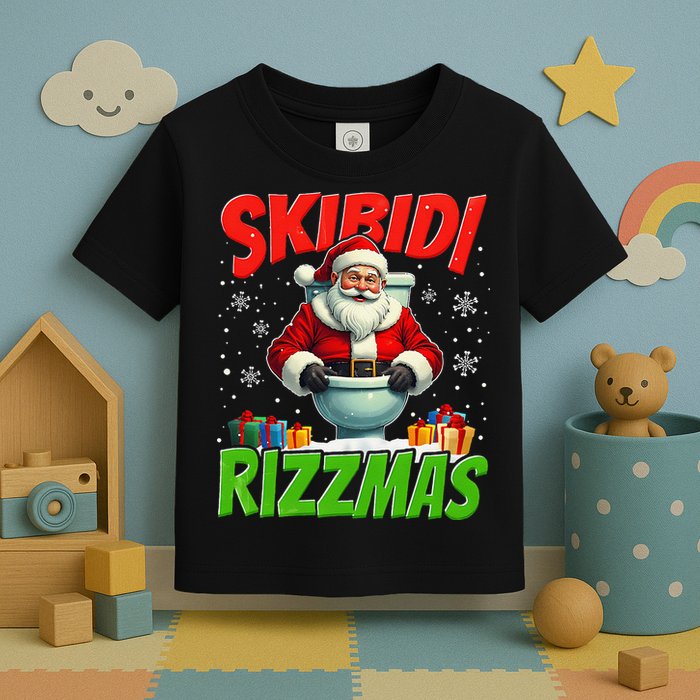 Skibid.I Rizzmas Christmas Rizz Santa Claus Charisma Cool Toddler T-Shirt