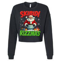 Skibid.I Rizzmas Christmas Rizz Santa Claus Charisma Cool Cropped Pullover Crew